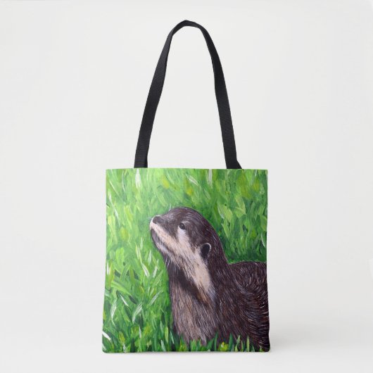 カワウソの絵 トートバッグ (正面)