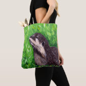 カワウソの絵 トートバッグ (クローズアップ)