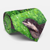 カワウソの絵 ネクタイ (ロール)