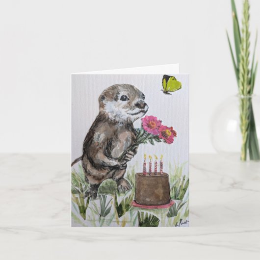 カワウソの誕生日おめでとう カード (正面)