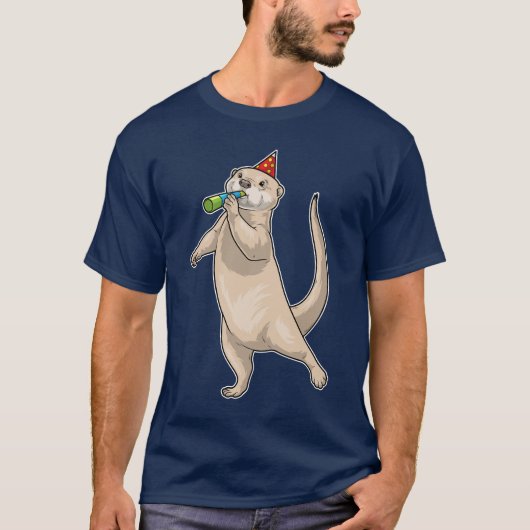 カワウソの誕生日パーティーホーン Tシャツ (正面)