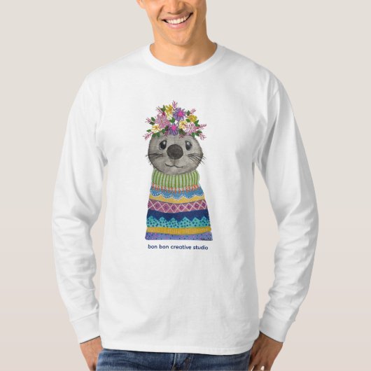 カワウソの長袖Tシャツ Tシャツ (正面)