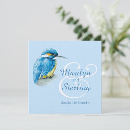カワウソの青い四角い結婚式招待状 招待状 (スタンド正面)
