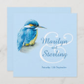 カワウソの青い四角い結婚式招待状 招待状 (正面/裏面)