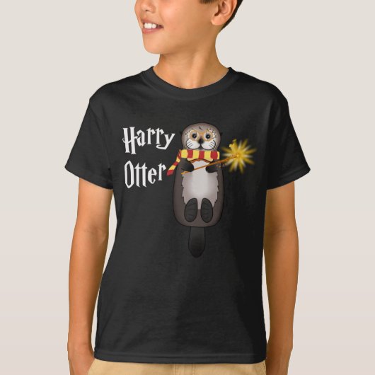 カワウソの魔法使い 面白いカワウソ ハリー Tシャツ (正面)