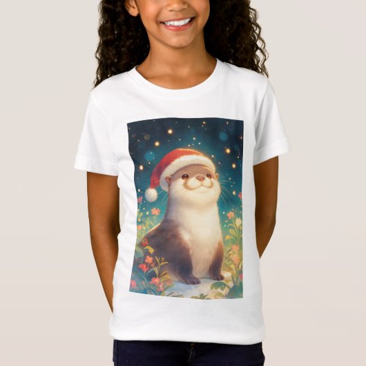 カワウソのTシャツで季節の挨拶 Tシャツ (正面)