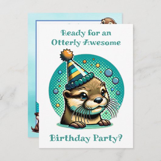 カワウソをテーマにした男の子の誕生日パーティー ポストカード (正面/裏面)