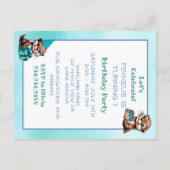 カワウソをテーマにした男の子の誕生日パーティー ポストカード (裏面)