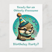 カワウソをテーマにした男の子の誕生日パーティー ポストカード (正面)