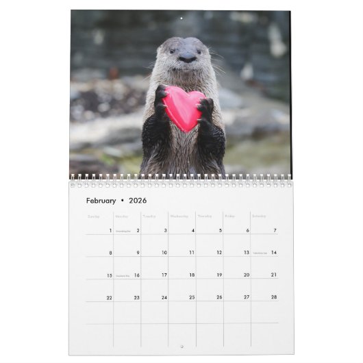 カワウソを砂糖で甘くして下さい カレンダー (2月 2026)