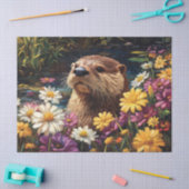 カワウソカラフルとワイルドフラワー春切り離し 薄葉紙 (クラフト)