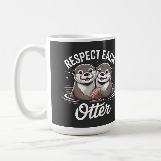 カワウソ互いに敬意 Funny コーヒーマグカップ (左)