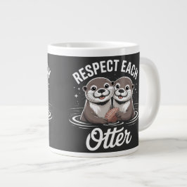カワウソ互いに敬意 Funny ジャンボコーヒーマグカップ