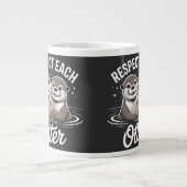 カワウソ互いに敬意 Funny ジャンボコーヒーマグカップ (正面)