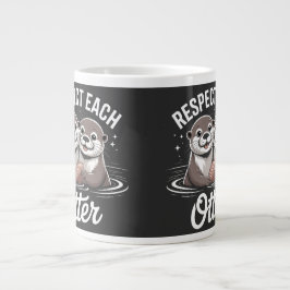 カワウソ互いに敬意 Funny ジャンボコーヒーマグカップ