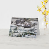 カワウソ付き二日酔い誕生日カード カード (黄色い花)