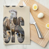 カワウソ写真ロゴ キッチンタオル (四つ折り)