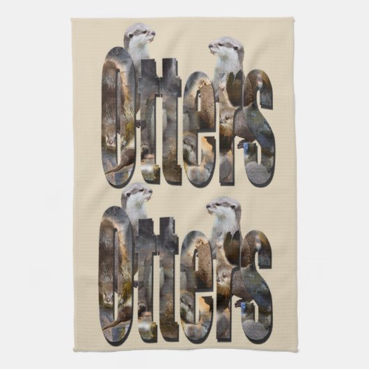 カワウソ写真ロゴ キッチンタオル (縦)