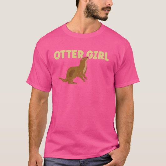 カワウソ女子の面白いデザイン Tシャツ (正面)