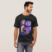 カワウソ好きのための面白い三カワウソの動物のムーン・ミーム Tシャツ (正面フル)