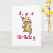 カワウソ誕生日は可愛いハッピータを願う カード (黄色い花)