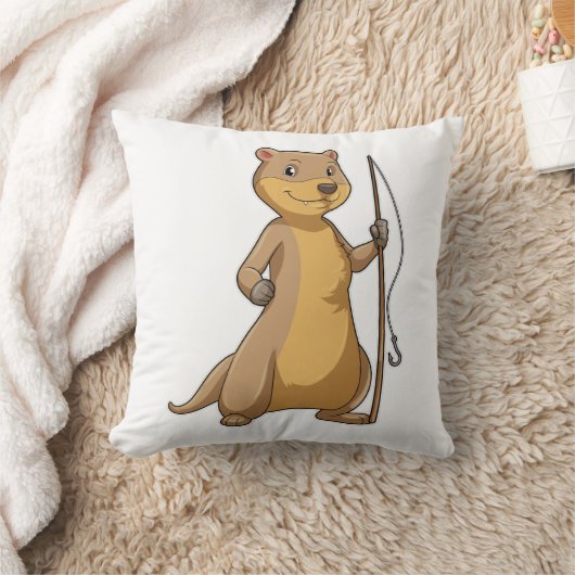 カワウソ魚釣り クッション (ブランケット)