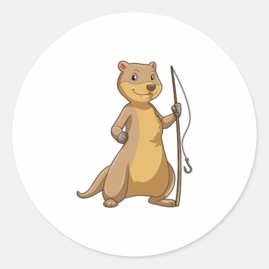 カワウソ魚釣り ラウンドシール (正面)