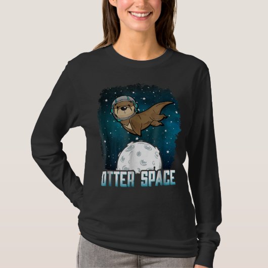 カワウソ |オッタおもしろいー宇宙宇宙動物 Tシャツ (正面)