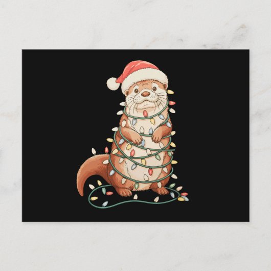 カワウソ クリスマス アニマル クリスマスイルミネーション サンタ帽子 (正面)