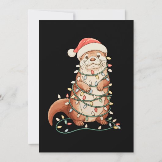 カワウソ クリスマス アニマル クリスマスイルミネーション サンタ帽子 (正面)