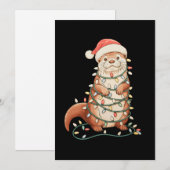 カワウソ クリスマス アニマル クリスマスイルミネーション サンタ帽子 (正面/裏面)