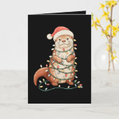 カワウソ クリスマス アニマル クリスマスイルミネーション サンタ帽子 カード (黄色い花)