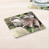 カワウソ スクエアペーパーコースター (アングル)