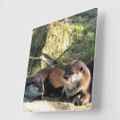 カワウソ スクエア壁時計 (傾斜)