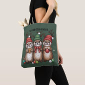 カワウソ+トナカイ+クリスマス+動物+冬 トートバッグ (クローズアップ)