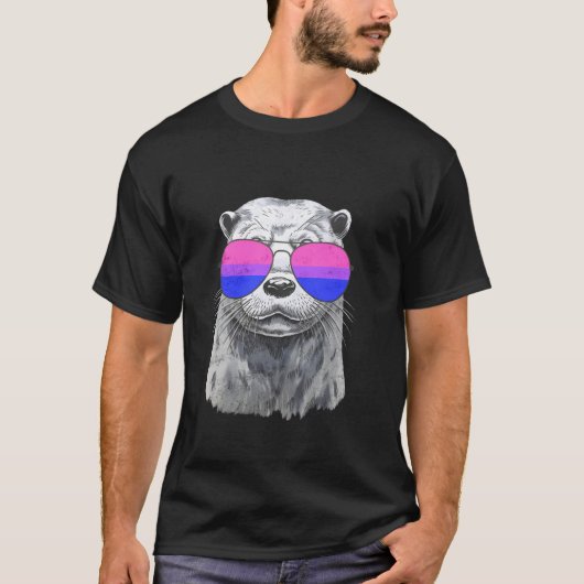 カワウソ トランスジェンダー プライド サングラス Tシャツ (正面)