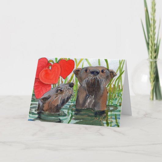 カワウソ。恋人の記念日カード。 カード (正面)