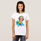 カワウソ 水泳 ゴーグル 夏 Tシャツ (正面フル)