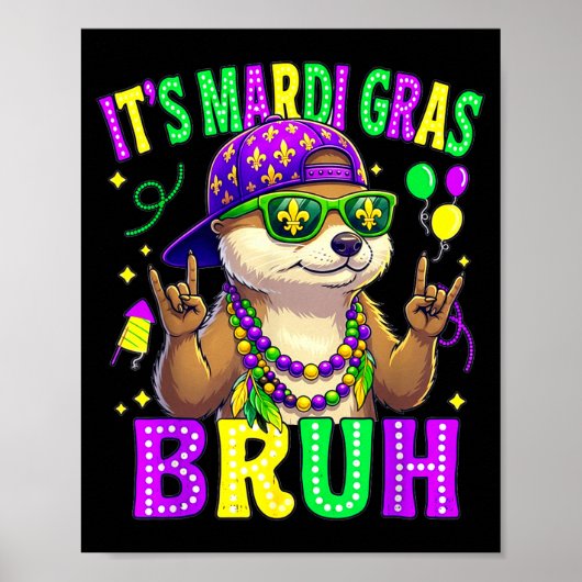 カワウソ mardi gras 男の子 女の子 子供 カーニバル ポスター (正面)