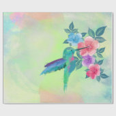 カワカッコいいイイトレンディーの水色ハチドリフローラ ラッピングペーパー (フラット)