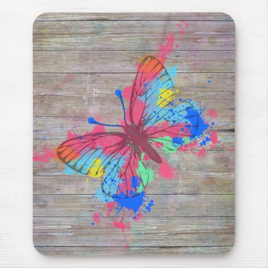 カワカッコいいイイ水彩(ばちゃばちゃ)跳ねるヴィンテージ マウスパッド (正面)