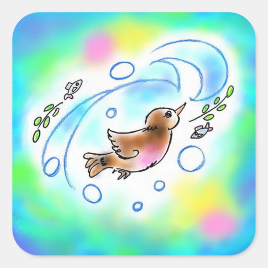 カワガラスちゃんスクエアシール スクエアシール (正面)