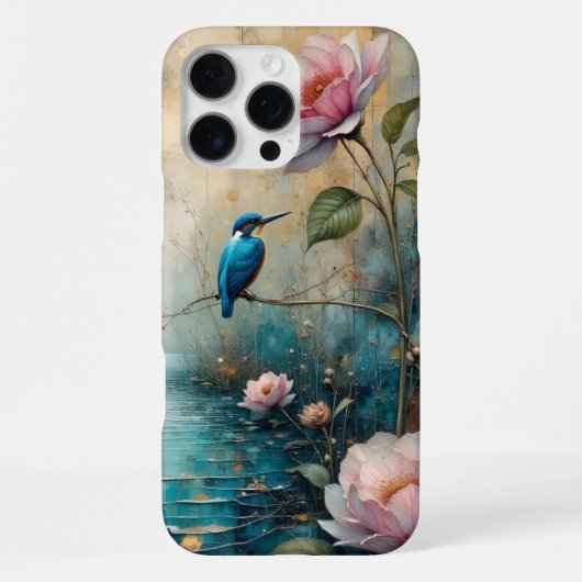 カワセミとバラ iPhoneケース (裏面)