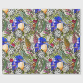カワセミと先住民オーストラリアの花 ラッピングペーパー (フラット)