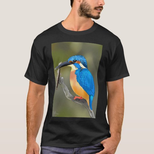 カワセミと魚 Tシャツ (正面)