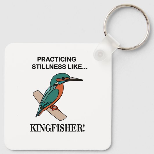 カワセミのように静かさを練習するカワセミ キーホルダー (裏面)