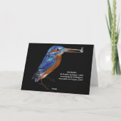 カワセミのモノグラム、黒い青いサファイア ノートカード (裏面)