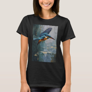 カワセミの水中へのダイビング、動きのある鳥 Tシャツ