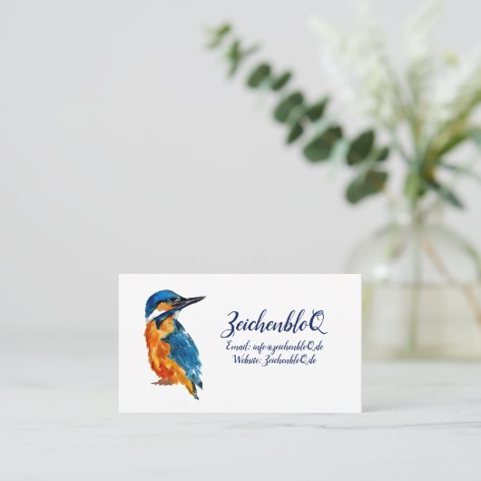 カワセミの水色 名刺 (スタンド正面)