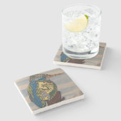 カワセミの石器のコースター ストーンコースター (横)